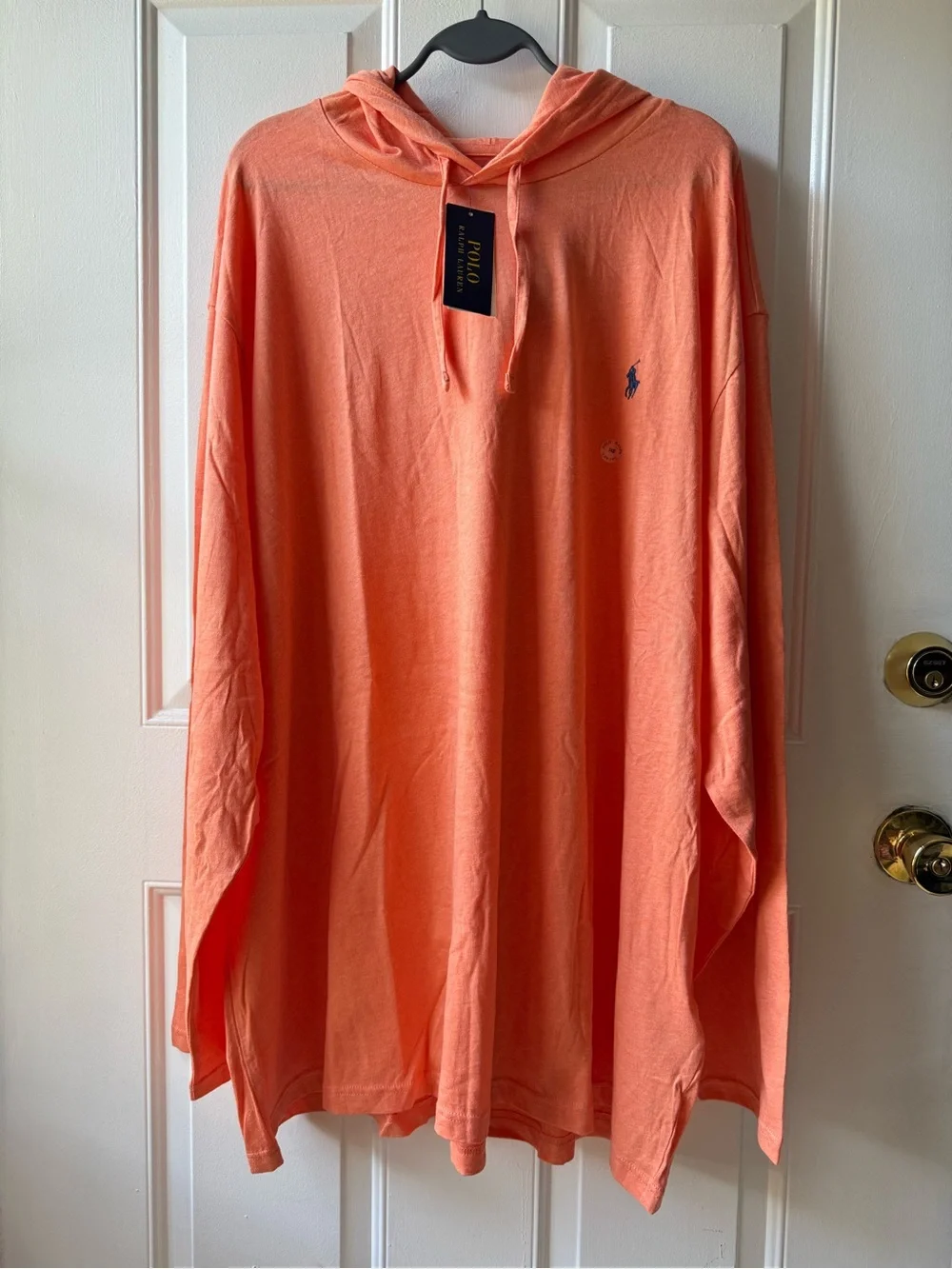 Polo Ralph Lauren Men’s 3XB Orange Hooded T-Shirt Big Tall Cotton NWT